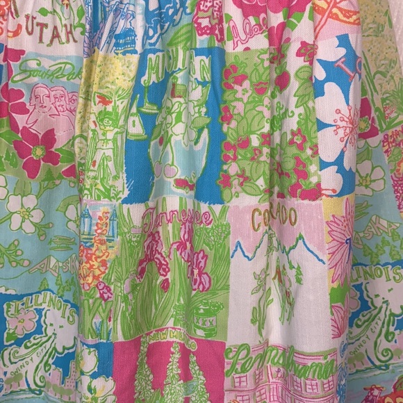 Lilly Pulitzer “State of Mind” Print Strapless Dress! - Picture 3 of 8